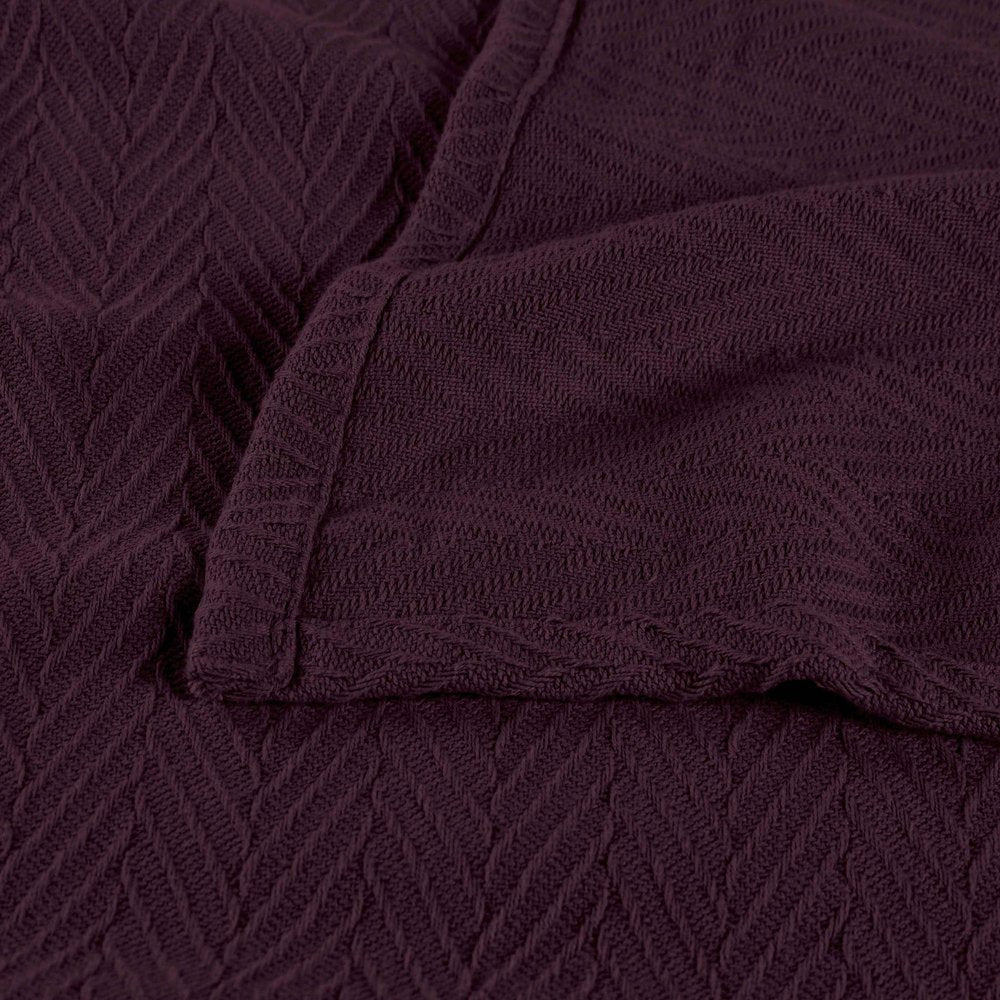 California King Plum Cotton Chevron Blanket