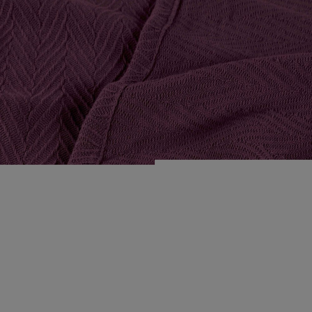California King Plum Chevron Cotton Woven Blanket