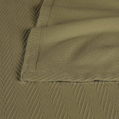 California King Sage Chevron Cotton Woven Blanket