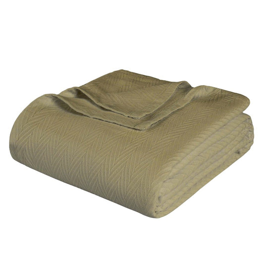 California King Sage Cotton Chevron Blanket