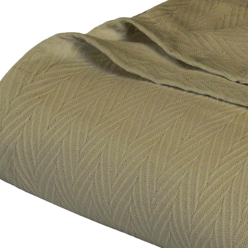 California King Sage Chevron Cotton Woven Blanket