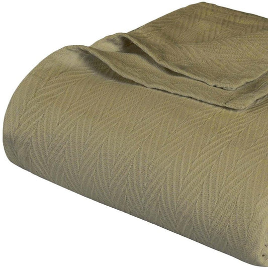 California King Sage Chevron Cotton Woven Blanket