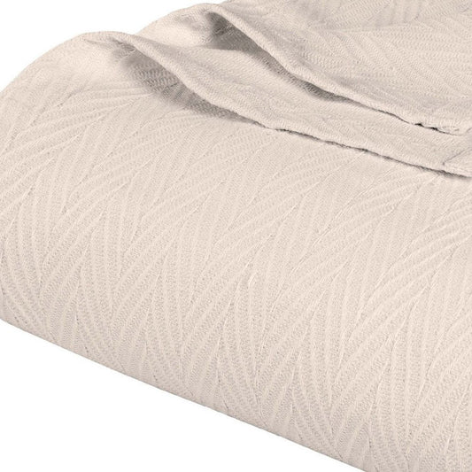 Queen Ivory Cotton Waffle Weave Blanket