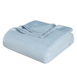 Queen Light Blue Cotton Chevron Blanket