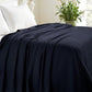 Queen Navy Blue Cotton Woven Chevron Blanket