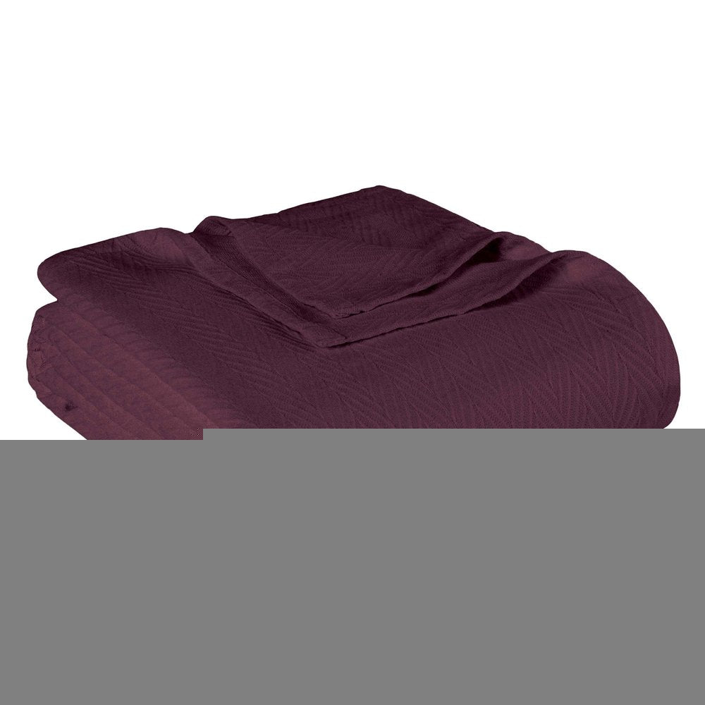 Queen Plum Cotton Woven Chevron Blanket