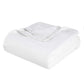 Queen White Cotton Woven Chevron Blanket