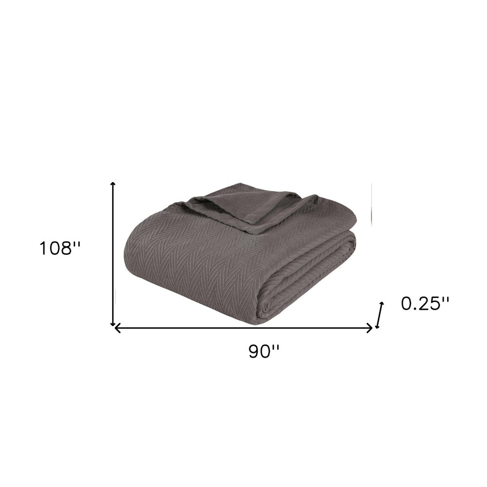 King Charcoal Cotton Woven Chevron Blanket