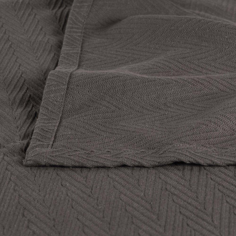 King Charcoal Cotton Woven Chevron Blanket