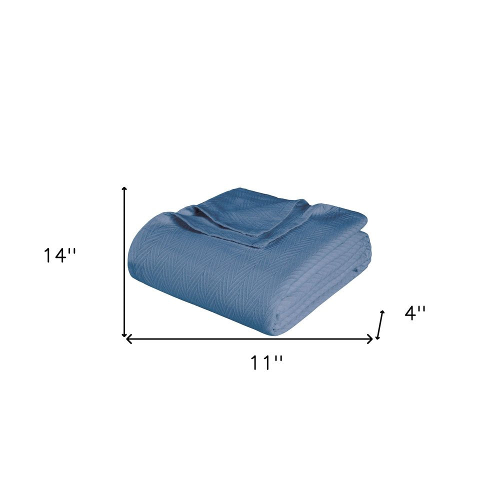 King Denim Blue Cotton Waffle Weave Blanket