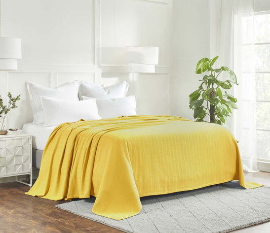 King Gold Cotton Woven Chevron Blanket