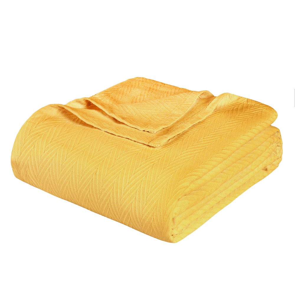 King Gold Cotton Woven Chevron Blanket