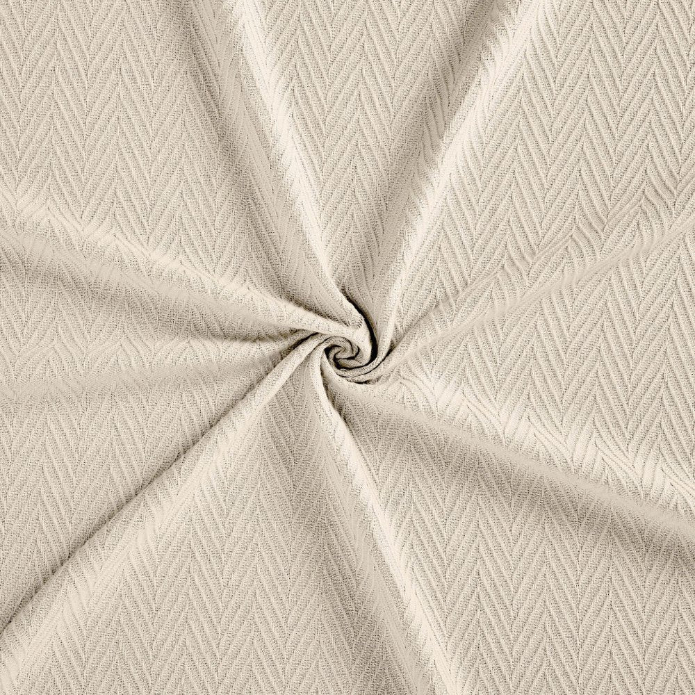 King Ivory Cotton Woven Chevron Blanket