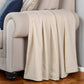 King Ivory Cotton Woven Chevron Blanket