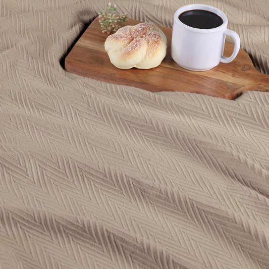 King Khaki Cotton Waffle Weave Blanket