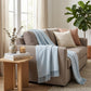 King Light Blue Cotton Woven Chevron Blanket
