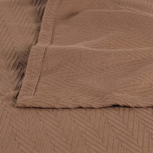 King Taupe Cotton Woven Chevron Blanket