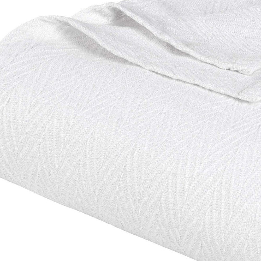 King White Cotton Woven Chevron Blanket