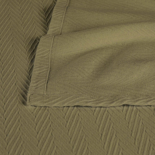 9" X 10" Sage Chevron Cotton Woven Throw Blanket