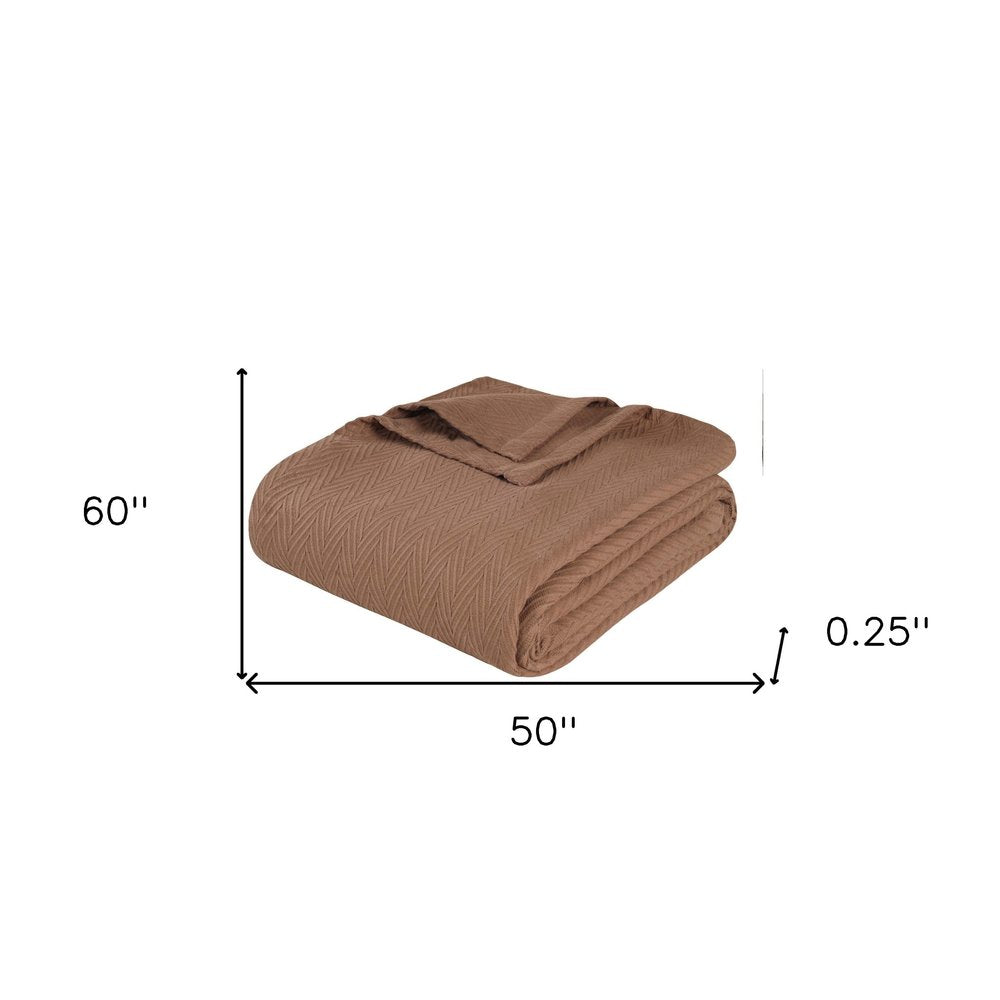 50" X 60" Taupe Cotton Woven Chevron Throw Blanket