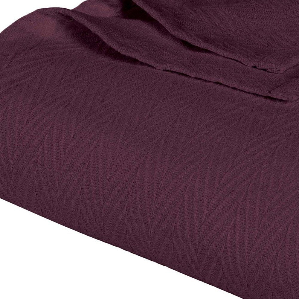 Twin Plum Cotton Woven Chevron Blanket