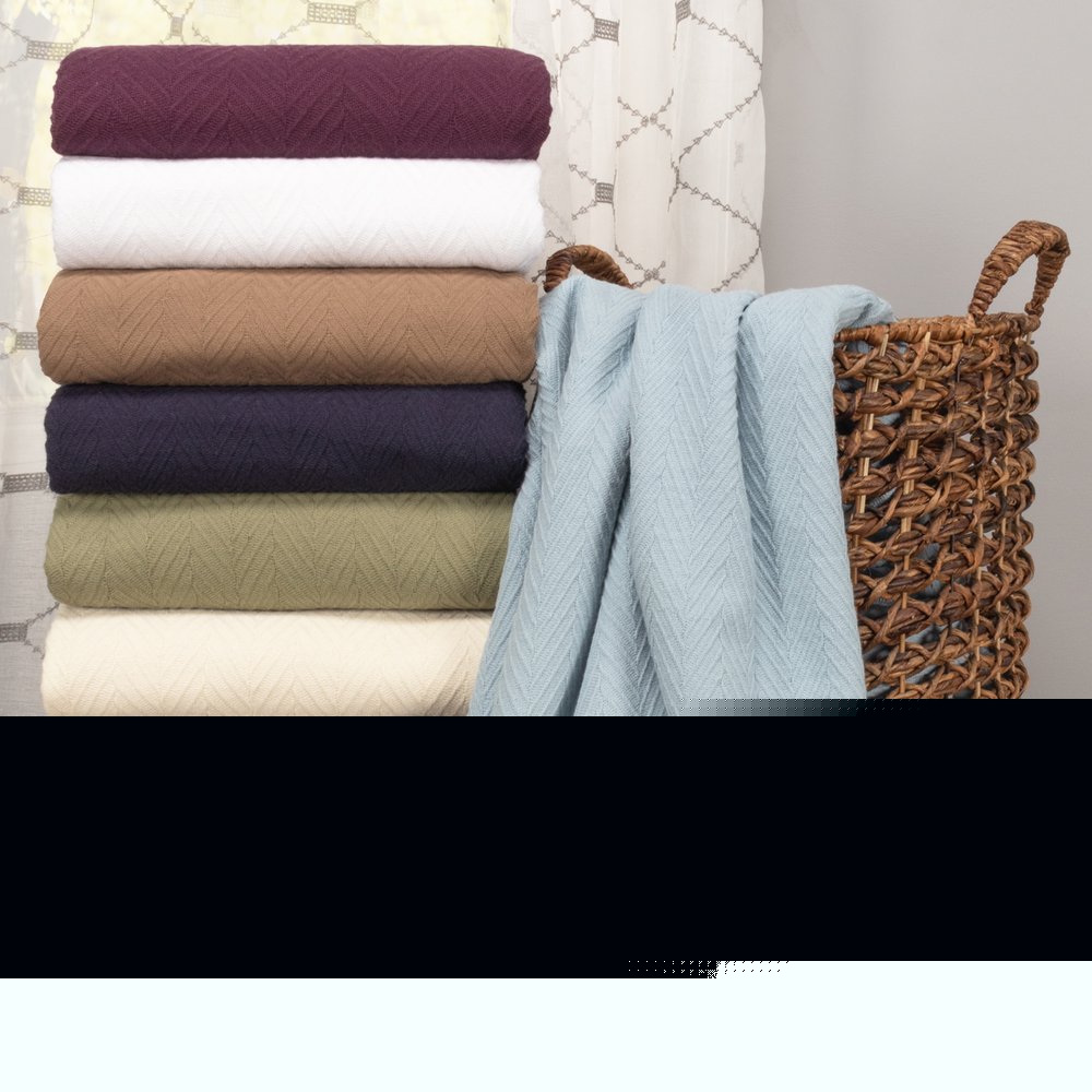 Twin Silver Cotton Woven Chevron Blanket