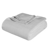 Twin Silver Cotton Woven Chevron Blanket