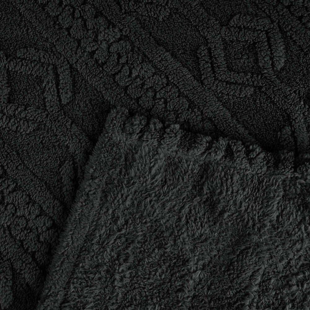 Queen Black Fleece Geometric Plush Blanket