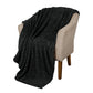 Queen Black Geometric Fleece Woven Plush Blanket