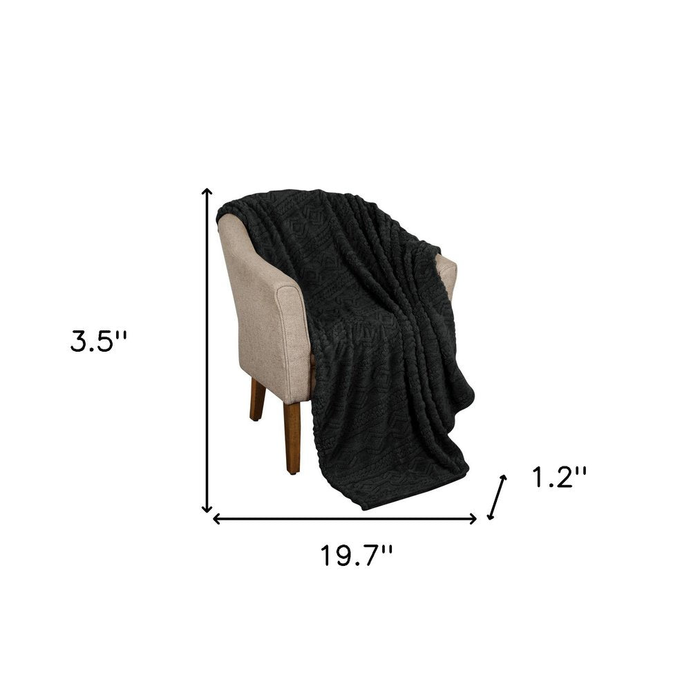 Queen Black Fleece Geometric Plush Blanket