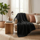 Queen Black Fleece Geometric Plush Blanket