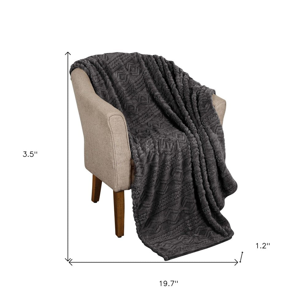 Queen Charcoal Fleece Knitted Plush Blanket
