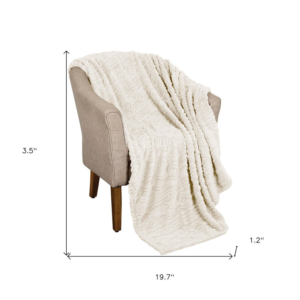 Queen Ivory Fleece Knitted Plush Blanket