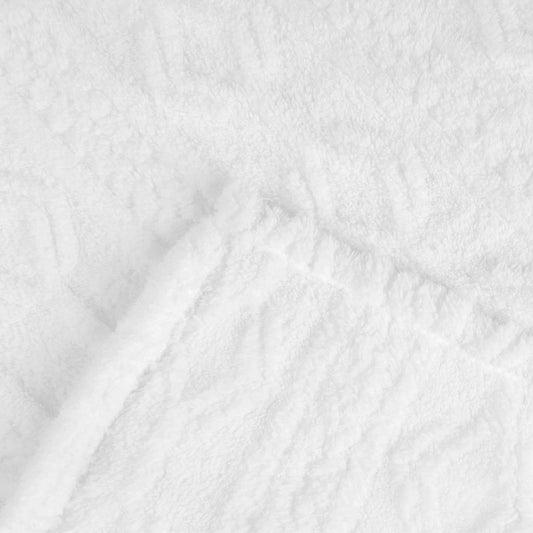 Queen White Geometric Knitted Plush Blanket