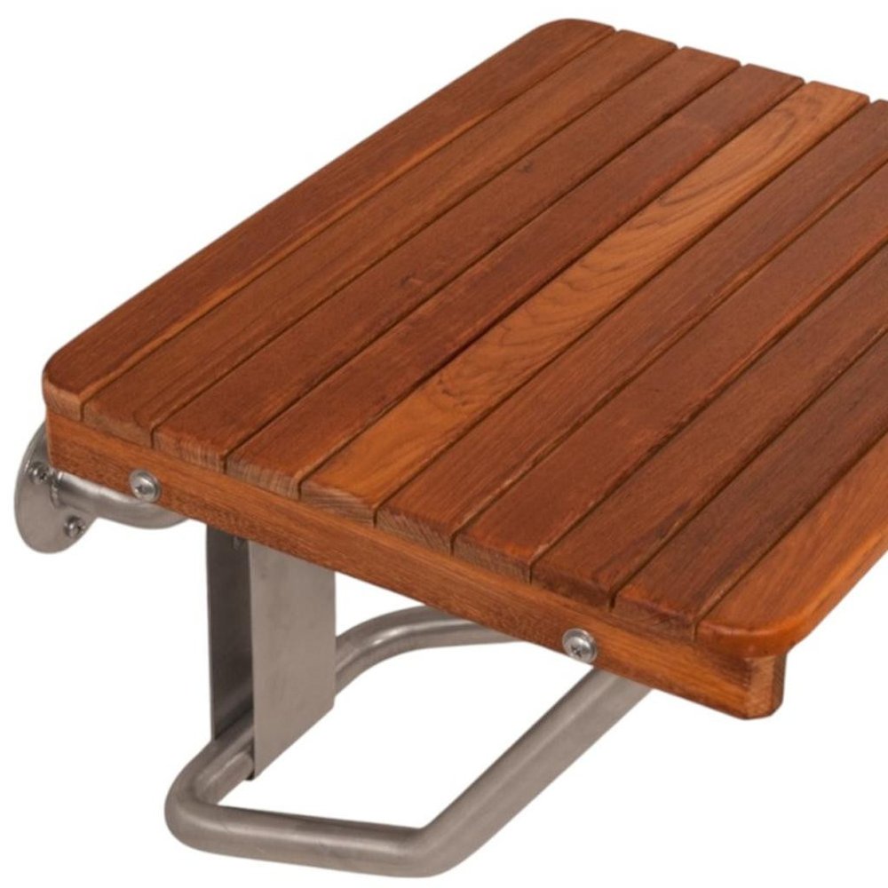 14" X 18" Brown Teak Rectangular Shower Bench