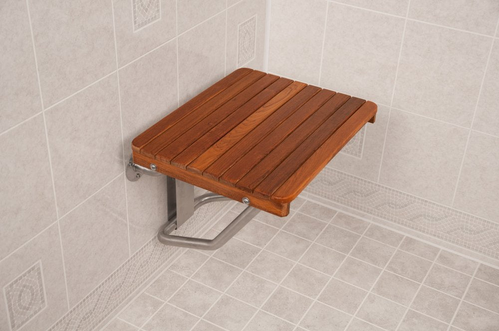 14" X 20" Brown Teak Rectangular Shower Bench
