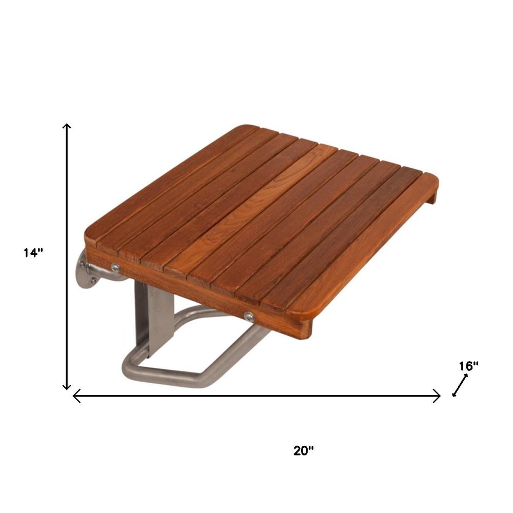 14" X 20" Brown Teak Rectangular Shower Bench