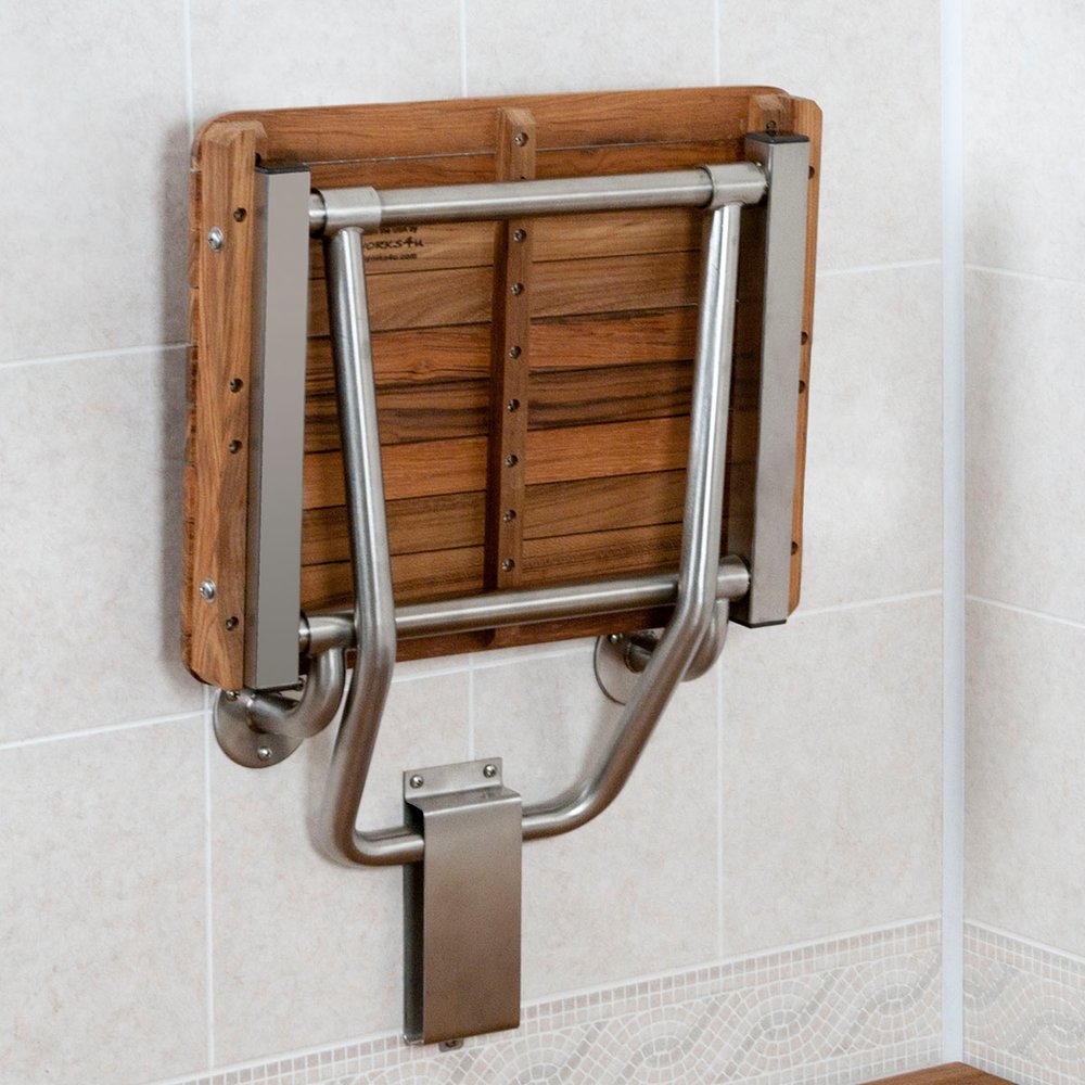 14" X 22" Brown Teak Rectangular Shower Bench