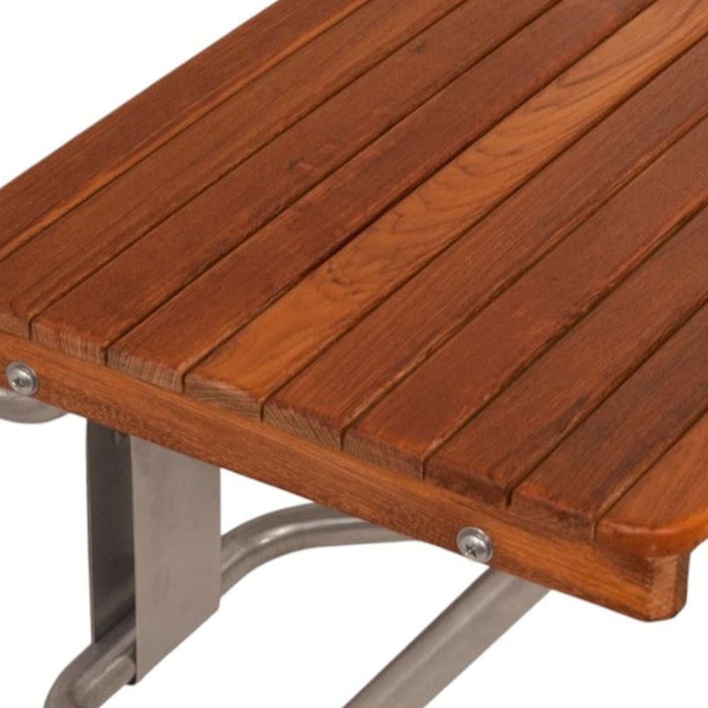 14" X 24" Brown Teak Rectangular Shower Bench