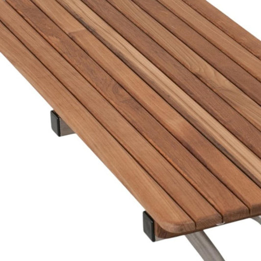 14" X 30" Brown Teak Rectangular Shower Bench