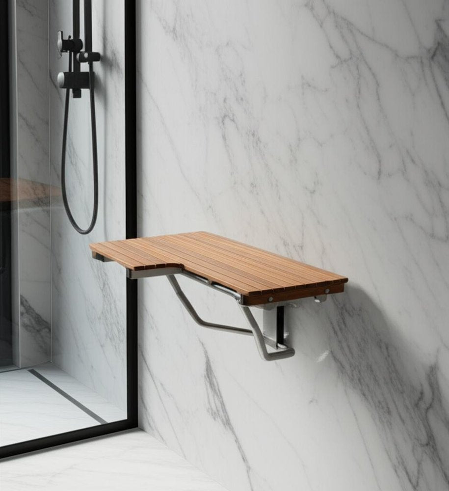 14" X 30" Brown Teak Rectangular Shower Bench