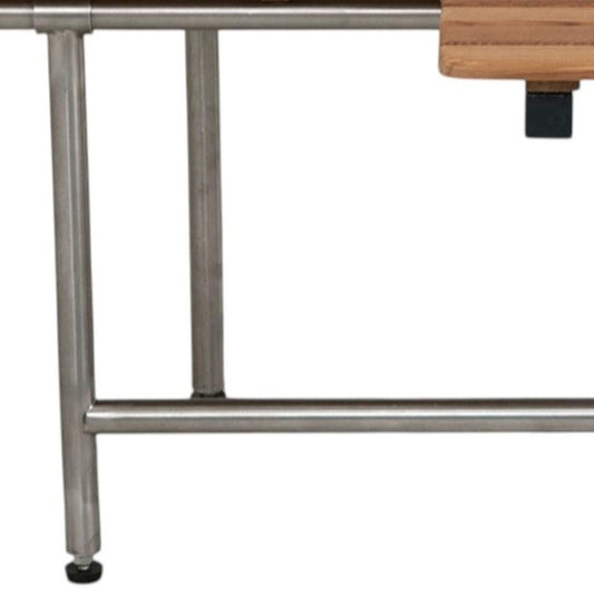 18" X 32" Brown Teak Rectangular Shower Bench With Legs