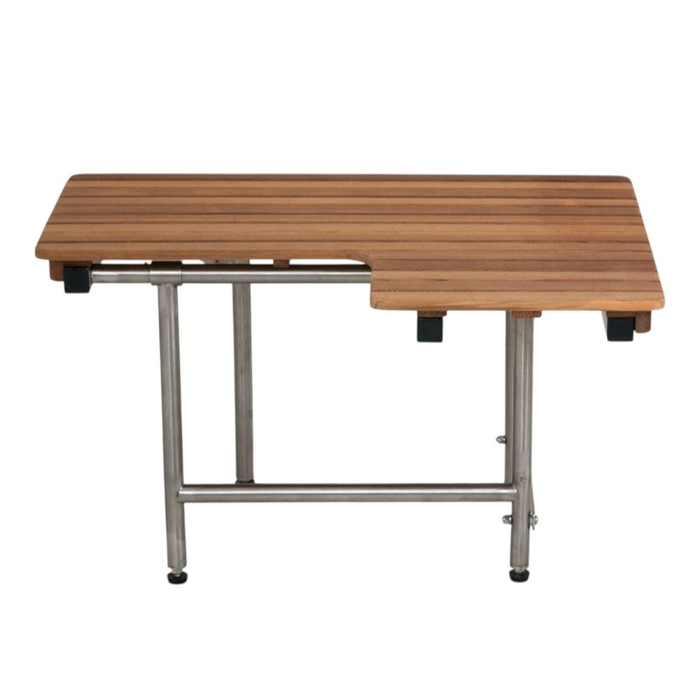 18" X 32" Brown Teak Rectangular Shower Bench With Legs