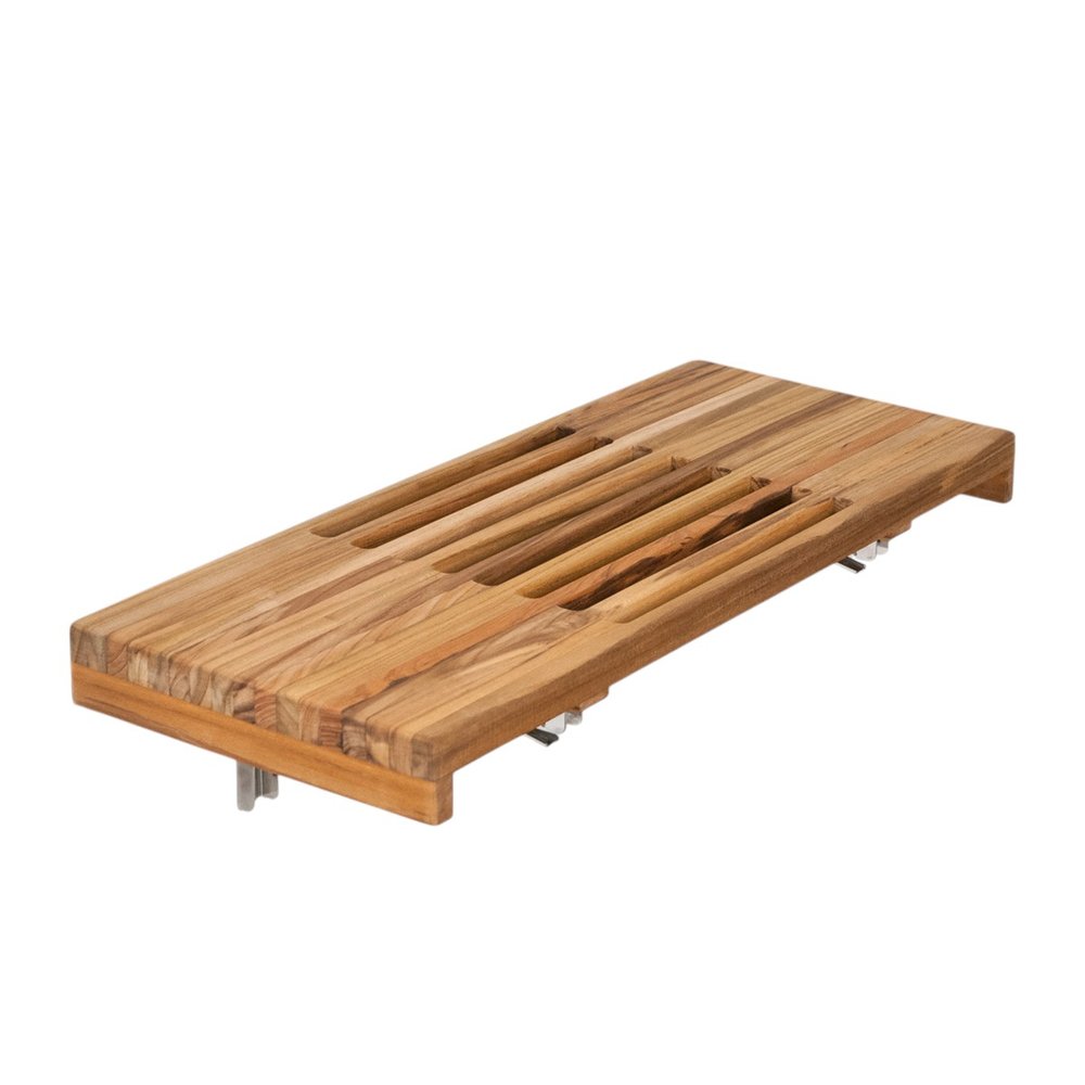 24" Brown Wall Mount Teak Rectangular Shower Bench