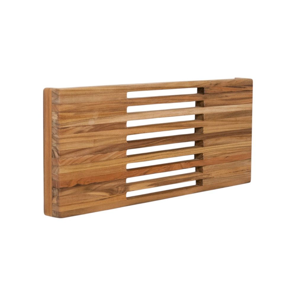 24" Brown Wall Mount Teak Rectangular Shower Bench