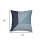 20" Blue and White Geometric Cotton Throw Pillow With Embroidery