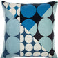 24" Blue and Ivory Geometric Cotton Throw Pillow With Embroidery