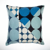 24" Beige and Black Geometric Cotton Throw Pillow With Embroidery