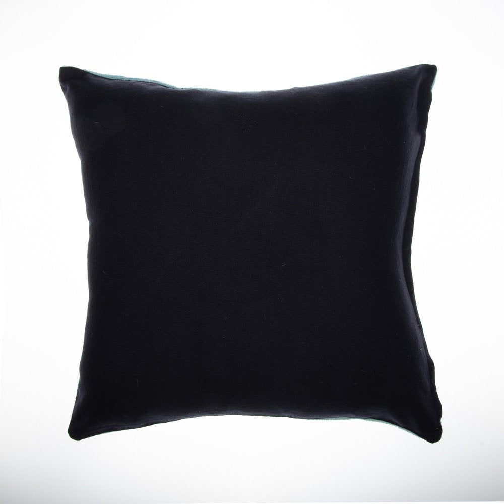 24" Blue and Ivory Geometric Cotton Throw Pillow With Embroidery