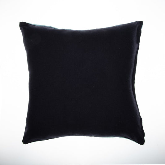 24" Blue and Ivory Geometric Cotton Throw Pillow With Embroidery